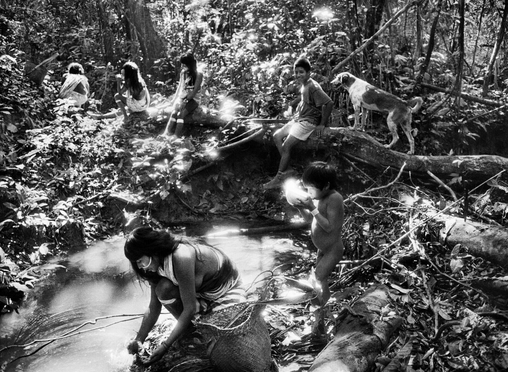 Photograph of the indigenous Marubo taken by Salgado in 1998 in Brazil