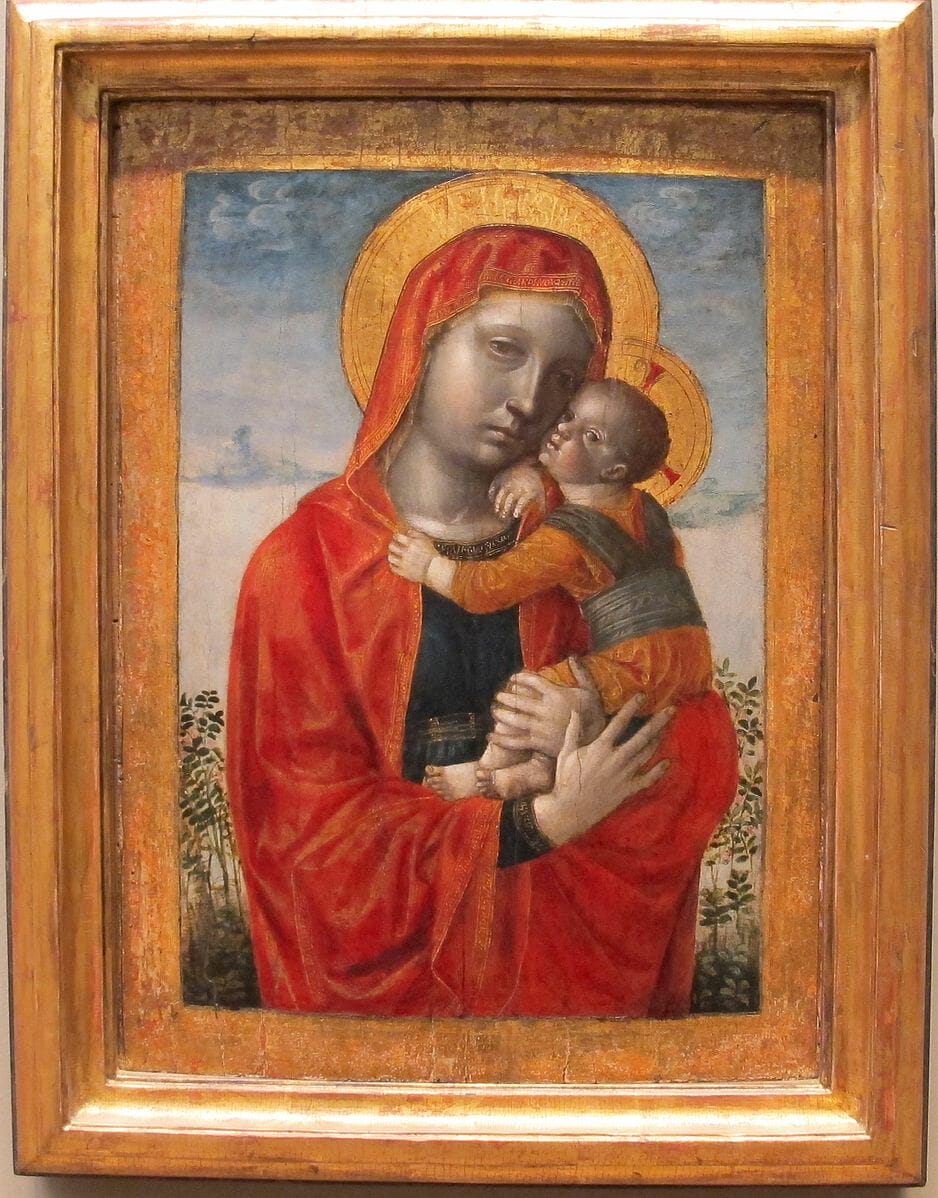Vincenzo Foppa's style, characterised by solidity, light and volume is clearly shown in this Madonna and Child.