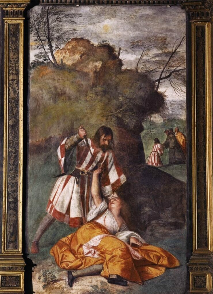 The Miracle of the Jealous Husband, Titian Vecellio, Scuola del Santo, Image courtesy of Wikimedia Commons