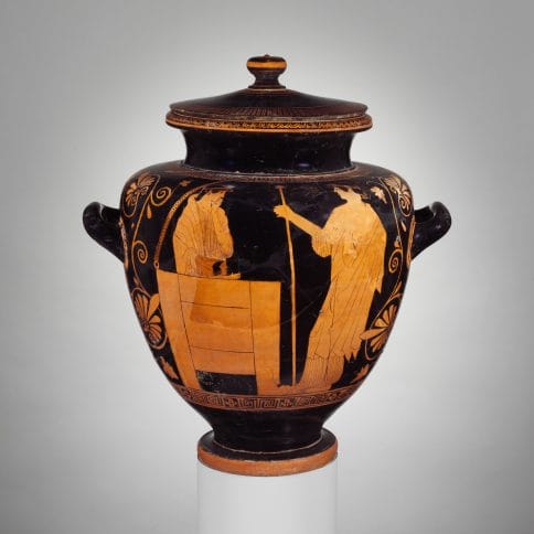 Terracotta jar with story of Danae and Perseus