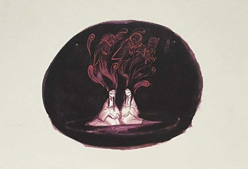 Miyagino & Shinobu's story in a Benjamine Lacombe illustration